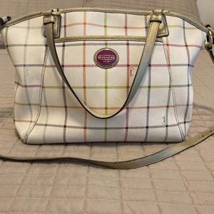 Vintage Coach Tattersall Tote Shoulder Bag